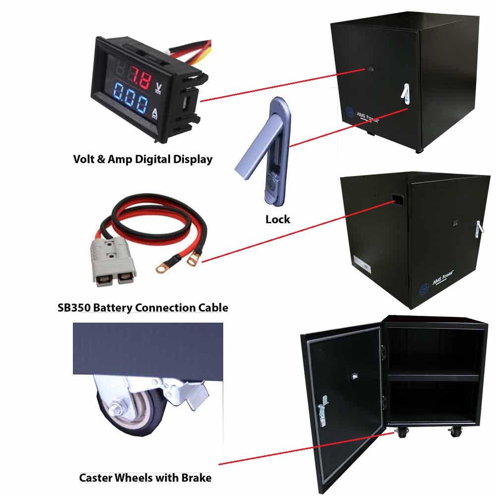 Aims Corp Battery Cabinet – Industrial Grade – Fits up to 4 Batteries Pre-Wired